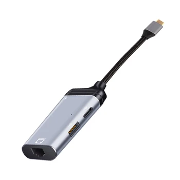 HFES 3 V 1 Typ-C-Gigabit Ethernet Rj45 Lan PD Nabíjanie USB C Data Port Converter Adaptér Pre TV Samsung PC S20