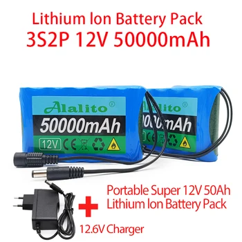 Pôvodné 3S2P 12V 50000mah 18650 Li-ion Batérie Nabíjateľné 12,6 V 50Ah,Pre Fotoaparát Monitor Náhradná Batéria + Nabíjačka