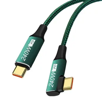 USB C Nabíjací Kábel Rýchle Nabíjanie 240W 90 Stupňov, Vodeodolný Dátový Kábel Prehriatiu Ochrana Prachotesný Dátový Kábel Nylon Vysoká