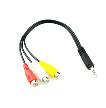 3,5 mm Konektor Samec na 3 RCA Samica Adaptéra, Audio Video Kábel pre AV,Audio, Video, LCD TV,HDTV
