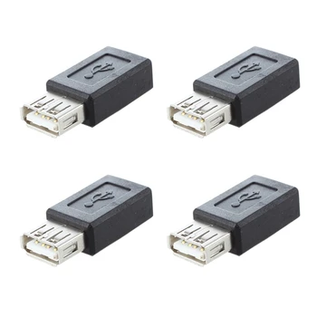 4X Čierny USB 2.0 Typu Žena Micro-USB B Samica Konektor Adaptéra Konvertor