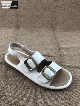 Nová Letná Obuv Pracky Popruhu Ženy Rímske Sandále Bežné Ploché Topánky Otvorené Prst Pohodlné, Priedušné Originálne Kožené Sandále
