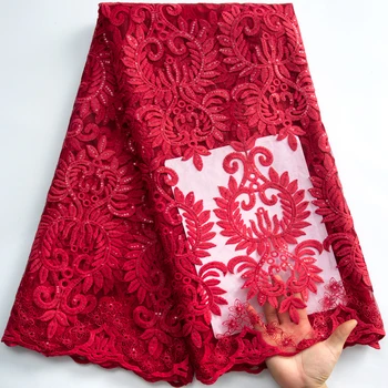 Červené Víno Nigérijský Francúzsky Čistý Čipky Textílie Pre Svadobné Šaty 2023 Vyšívané Mlieko Hodváb Afriky Flitrami Tylu Čipky Textílie Y3368