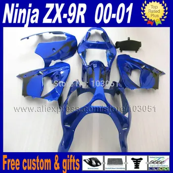 Prispôsobiť kapotáže súpravy pre kawasaki ZX 9R 2000 2001 ninja R 00 01 tmavo modrá aftermarket karosériou horské časti