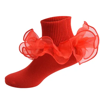 Batoľa Detská Dievčatá Prehrabať Ponožky Mäkké Dvojité Čipky Zdobené Ponožky Princezná Členkové Ponožky Deti Roztomilé Ponožky