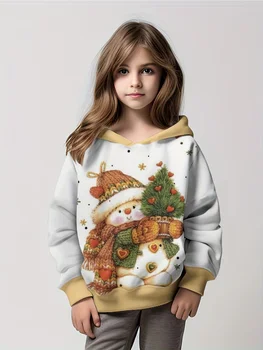 Nové Dospievajúce Dievčatá Módne Mikina S Kapucňou Vianočné Prvok Roztomilý Snehuliak Vzor Pohodlný Topy Na Jar A Na Jeseň Oblečenie Mikiny