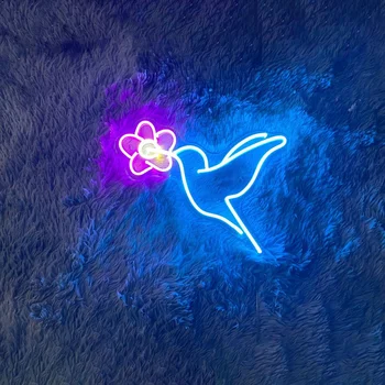 Hučanie Vtákov Neónový Nápis Vlastné Zvierat Neónový Nápis Kolibrík Darčeky Neon Art Decor Domov Stene Visí Neónové Svetlá