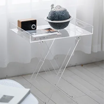 Prenosné, transparentné akrylátové skladací stôl, Internet celebrity model, jednoduché posteli skladovanie, doplnky, spálne, malú stranu tabuľky