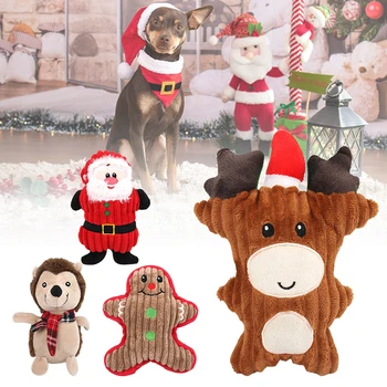 Vianočné Hračky pre Psa Plyšový Pískajúca pre Malé Psy Žuť Šteňa Hračky s Squeaker Odolné Plnené Santa Claus Elk domáce zvieratá
