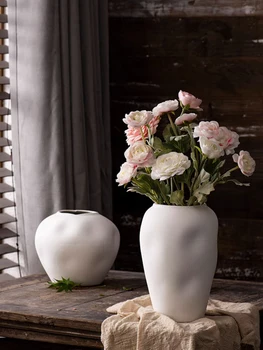Ručné Biele Kvetináče Domáce Dekorácie Váza Nordic Moderný Minimalistický Doske Veľké Vázy Keramický Kvetináč Izba Dekor