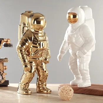 Zlato Priestor Muž Socha Astronaut Keramická Váza Tvorivé Moderné Kozmonaut Model Ornament Socha Záhradný Stôl Domáce Dekorácie