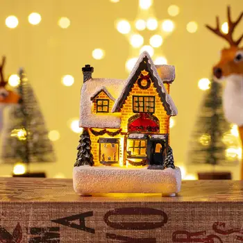 Miniatúrne Krajiny Domu Model Živice Vianočné Dekorácie Očarujúce Vianočné Žiariace Dom Ornamentu Slávnostné Živice Plavidlá