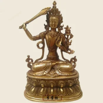 Tibetský Budhistický ručné mosadzná socha Manjushri Bódhisattva požehnaný Vajra