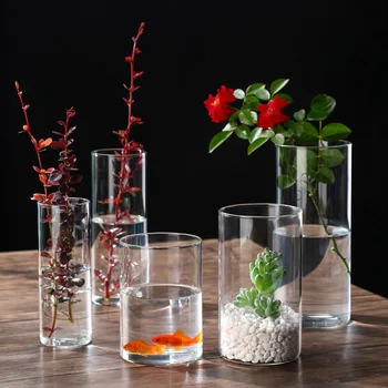 Sklenený Valec Vázy Sklo Hydroponické Váza Transparentné Sklenené Vázy svietniky Jasné, Kvetinové Vázy na Stoloch Svadobná Výzdoba