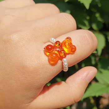 ZX Roztomilé Priehľadné Gummy Bear Prstene pre Ženy Vinobranie Ručne Simulované Pearl Korálkové Prstene, Svadobné Šperky, Darčeky INSWholesale