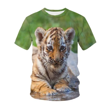 Vtipné Tlač T-shirt Zvierat, Tiger, Mačka 3D Vytlačené Deti T Tričko Fashion Bežné Karikatúry T-shirt Chlapcov Dievčatá, detské oblečenie