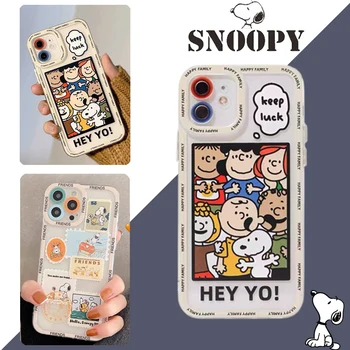 Snoopy Telefón puzdro pre IPhone 14 13 Pro Max 12 11 Plus SE XS XR X 8 7 Plus Mäkké Anime Plné Pokrytie špirálového Typu Anti-drop Roztomilý Prípade