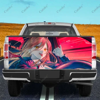 Reťazová píla Muž Anime Dievča Auto Chvost batožinového priestoru Chrániť Vinly Nálepky Odtlačkový Auta, Kapota celého Tela Dekorácie-Nálepky na SUV Off-road Pickup