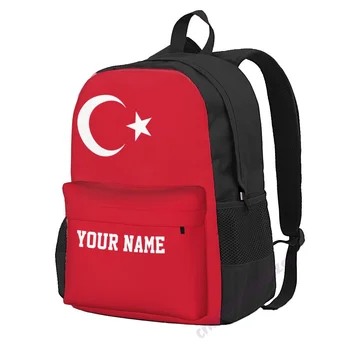 Vlastné Meno Turecko Vlajka Polyester Batoh Pre Mužov, Ženy Cestovná Taška Bežné Študentov, Turistiku, Cestovanie, Camping