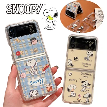 Snoopy Roztomilý Jasné, Slim Mäkké Telefón puzdro pre Samsung Z Flip 3 4 Silikónový Kryt pre Samsung Galaxy Z Flip 3 Fundas Transparentné Prípade