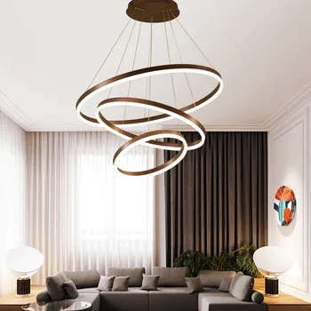 LED Krúžok diaľkové ovládanie lustre Lampy, Obývacia izba, Spálňa Led Salon Osvetlenie schodiska Dlho Luster Svietidlá