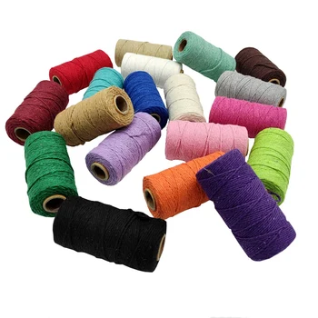 2 mm 100M Bavlna Macrame Kábel Dvojitého Lana String Ručné DIY Remesiel Farebné Nite Kábel Béžová Twisted Domov Textilné Dekorácie