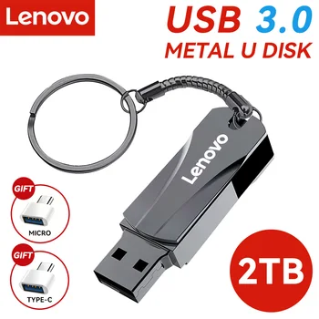 Lenovo 2TB Flash Disky USB 3.0 U Disku Flash Disky Vysokou Rýchlosťou kl ' úč 1 TB Prenosné USB Pamäťové Jednotky Príslušenstvo TYP-C Adaptér