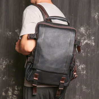 Módne pánske kožené cestovný batoh Žien cowhide počítač taška Veľká kapacita školskej Originálny batoh pre mužov