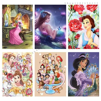 Disney Plná Diamantov Maľovanie Kreslených Princezná Živice Vŕtačky Výšivky 5D Diy Diamond Mozaiky Ručné Cross Stitch Domova