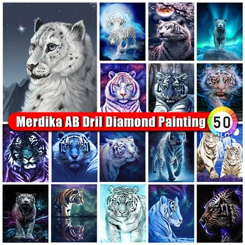 Merdika Zips, Taška 5d AB Diamond Výšivky Tiger Plné Námestie Kolo Mozaiky Diamond Maľby Zvierat, Obraz Domova Nové 2023