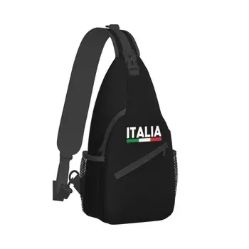 Prispôsobený Vlajky Talianska Kožená Tašky pre Mužov Cool taliansky Vlasteneckej Ramenný Hrudníka Crossbody Batoh Cestovanie Daypack