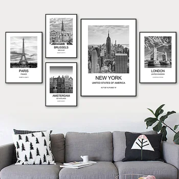 Mesto Plagát New York, Londýn, Paríž, Múr Umenia pre obývaciu izbu Dekorácie Obraz na Stenu Listy na Obrazy na Plátne Domova