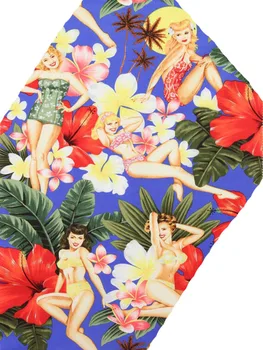 Úžasné Sexy Havaj Lady Potlačené Bavlnené Tkaniny Keper látky na Patchwork Prešívanie Telo Tkaniva 48x130cm