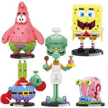 Nové SpongeBob SquarePants Bloky Mesto Patrick Star Squidward Kúzlo Nápad Stavebné Kamene, Tehly Hračky Dieťa Darček K Narodeninám