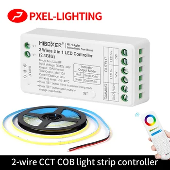 2 v 1 LED Controller Zigbee 3.0+2.4 G Stmievač Podporu Jas CCT Režim Kompatibilného DC 12V 24V 48V 2 drôt COB led pás svetla