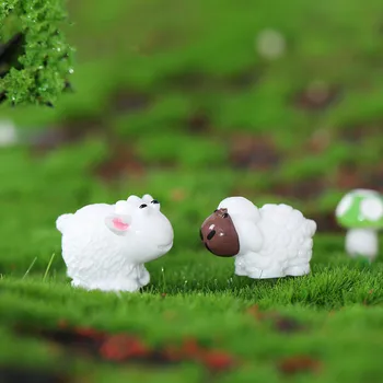 Figúrka Miniatúrne Roztomilé Biele Ovce Živočíšne Živice Remesiel Micro Krajiny Ozdoby Pre Domáce Dekorácie, Záhradné Doplnky