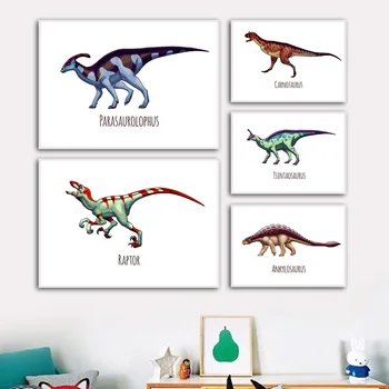 Raptor T-Rex Dinosaura Stegosaurus Wall Art Plátno Na Maľovanie Nordic Plagáty A Vytlačí Škôlky Obrazov Na Stenu Detské Detská Izba Decor