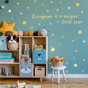 Anglický Inšpiratívne Slogan Star Tapety Cartoon Krásne Deti Spálňa Izba Dekorácie Samolepky na Stenu ako samolepiace Nálepky na Stenu