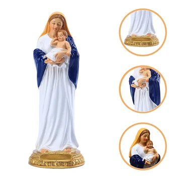 Panna Mária a Dieťa Ornament Náboženské Živice Socha Ploche Klasickej Živice Plavidlá