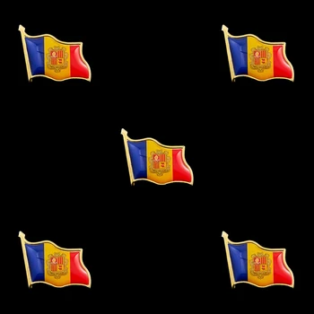 5 KS Principat Andorra Kovové Vlajka Preklopke Kolíky Mávali pozlátená Brošňa Kolíkmi