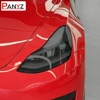 Pre Tesla Model 3 2021 Auto Svetlometu Ochranný Film Svetlomet Odtieň zadné svetlo Transparentné Údené Black TPU Nálepky