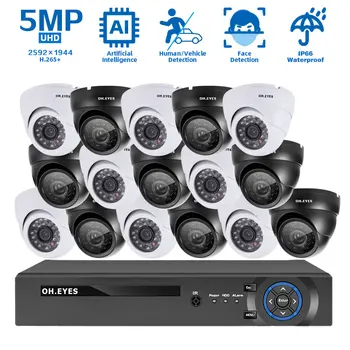 16CH 5MP POE CCTV Kamera Security System Súprava 4K POE NVR Auta 8CH Exteriérový Vodotesný IP Dome Kamera kamerový Systém Nastaviť