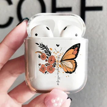Motýľ Rastlín Kvetinový Slúchadlá puzdro pre Apple Airpods 1 2 3 Pro Transparentné Inšpiratívne Citáty Heardphone Prípade AirPods Prípade