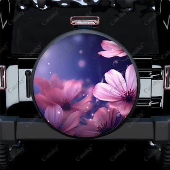 Krásny Kvet Umenie Vzor Polyester Univerzálne Pneumatiky, rezervné Koleso Kryt Kryty Kolies pre Príves RV SUV Truck Camper