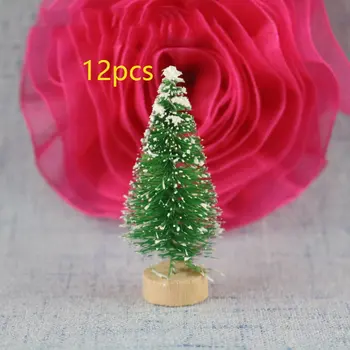 Nové 12PCS DIY Modro-zelený Vianočný Stromček Malý Borovice Mini Stromy Umiestnené V pracovnej Plochy Dekor Vianočné Dekorácie Deti Darčeky