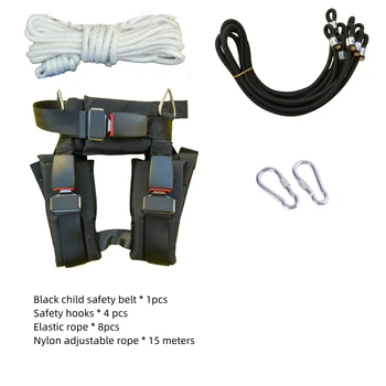 Black pásov+bezpečnostný hák+elastické lano+nylon nastaviteľné lano bungee jumping posteľ pásov príslušenstvo