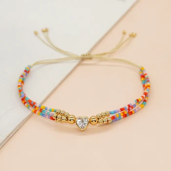Farebnými Korálkami Miyuki Náramky Priateľstva Šperky, Ručne vyrábané Darčeky pre Ženy Dospievajúce Dievča Módne Zirkón Láska Srdce Kúzlo Náramok