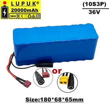 Lupuk-36v lítium-iónová batéria, 10s3p, 20Ah, dc+t konektor, vstavané BMS, vhodné pre elektrické bicykle a skútre