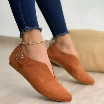 Semiš Ženy Mokasíny Lete Ženy Bytov Topánky Retro Ukázal Prst Pošmyknúť na Bežné Topánky Zapatos Mujer Plus Veľkosť 43 Priedušná V Prístave