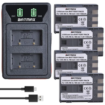 Batmax NB-2L NB-2LH NB2L Kamera, Batéria+Nové LED USB Duálna Nabíjačka s Typ C Port pre Canon EOS 400D S70 S80 S50 S60 350D G7 G9